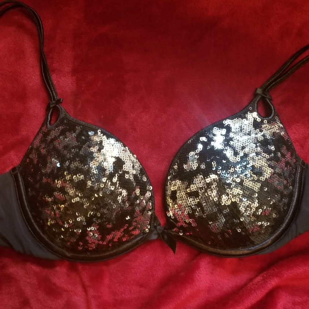 Black and Silver Victoria's Secret Sequin Bra